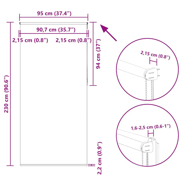 Verdunkelungsrollo Weiß 95x230cm