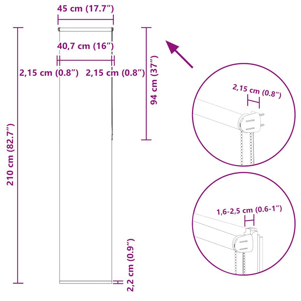 Gelbes Verdunkelungsrollo 45x210 cm