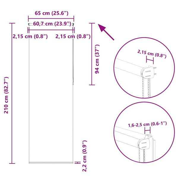 Gelbes Verdunkelungsrollo 65x210 cm