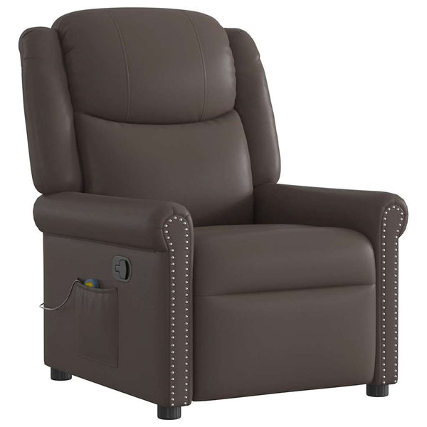 vidaXL Fauteuil de massage Marron Similicuir Brillant