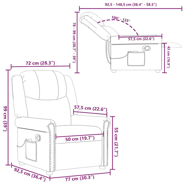 vidaXL Fauteuil de massage Marron Similicuir Brillant