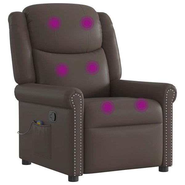 vidaXL Fauteuil de massage Marron Similicuir Brillant