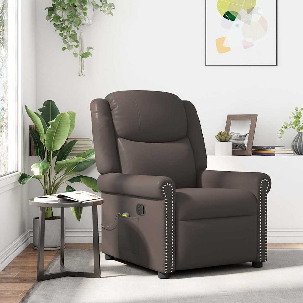 vidaXL Massage Chair Brown Glossy Faux Leather