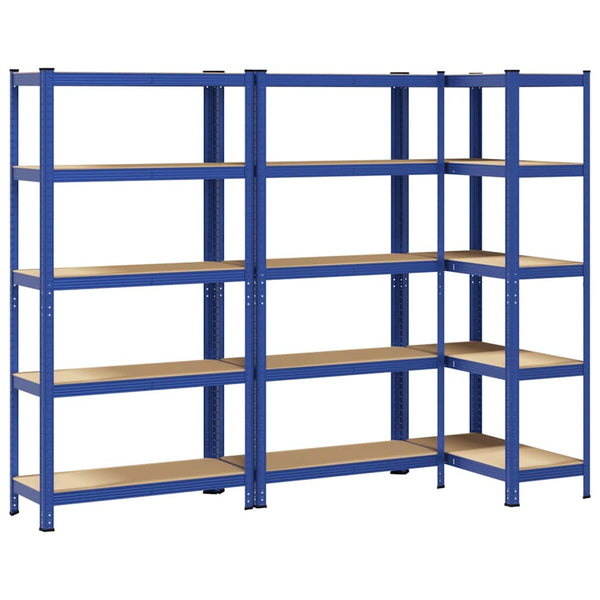 Lagerregale mit 5 Böden, 3er-Set, Blau