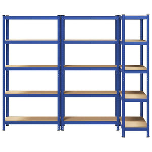 Lagerregale mit 5 Böden, 3er-Set, Blau