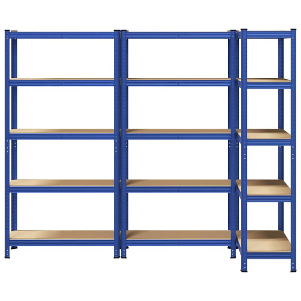 Lagerregale mit 5 Böden, 3er-Set, Blau
