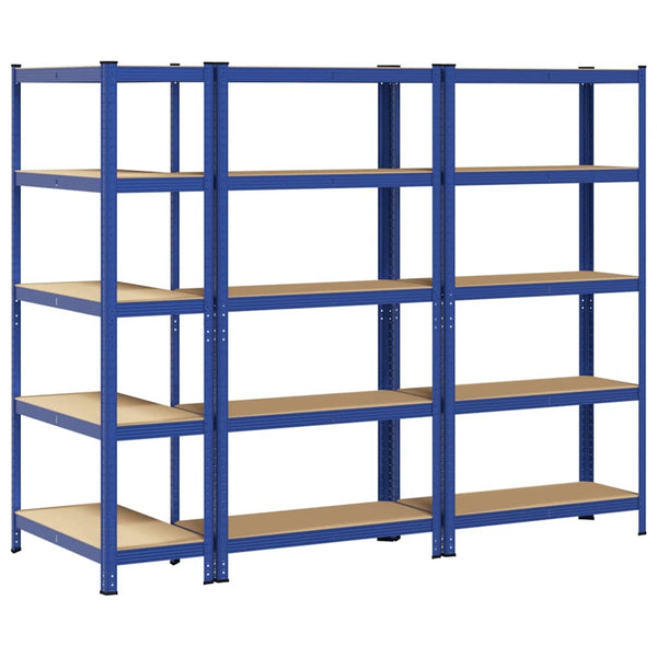 Lagerregale mit 5 Böden, 3er-Set, Blau