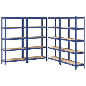 Lagerregale mit 5 Böden, 4er Set, Blau
