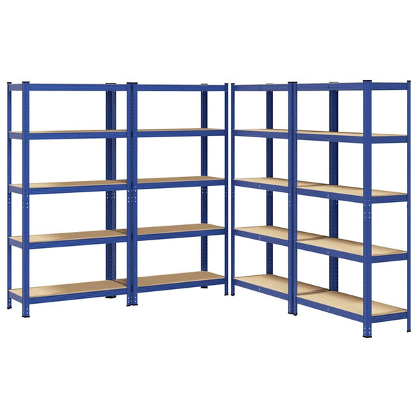 Lagerregale mit 5 Böden, 4er Set, Blau
