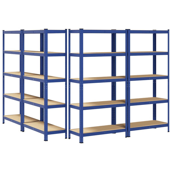 Lagerregale mit 5 Böden, 4er Set, Blau