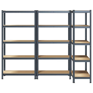 Schwerlastregale, 5 Böden, 3er Set, Anthrazit