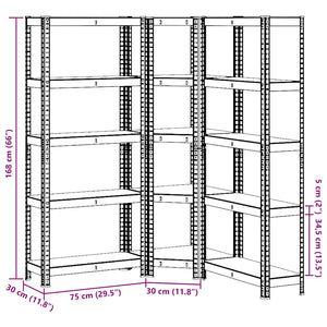 Regal-Set Anthrazit 5 Böden, 3-teilig