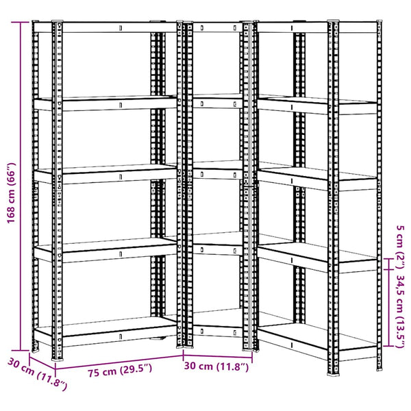 Regal-Set Anthrazit 5 Böden, 3-teilig