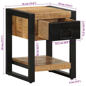 Nachttisch Raues Mangoholz 35x34x45 cm