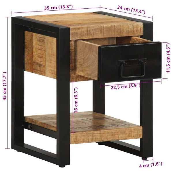 Nachttisch Raues Mangoholz 35x34x45 cm