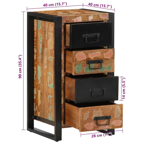 Mehrfarbiger Schubladenschrank Altholz 40x40x75cm