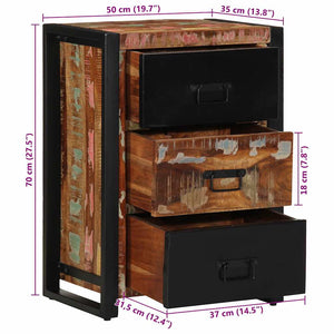 Mehrfarbiger Schubladenschrank Altholz 50x70 cm