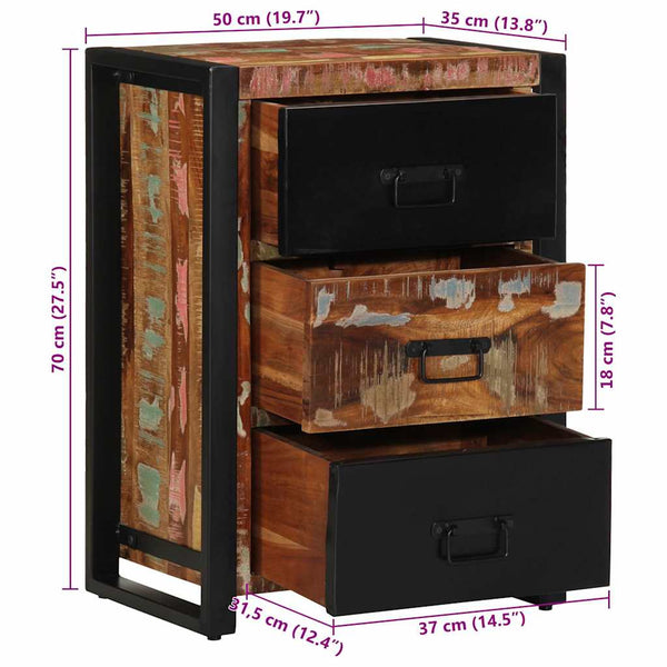 Mehrfarbiger Schubladenschrank Altholz 50x70 cm
