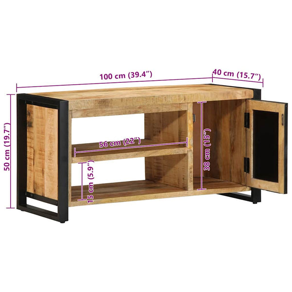Schuhbank Braun Mango Massivholz 100cm