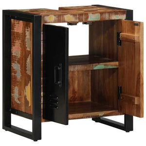 Badezimmerschrank Braun Massivholz mit Regal