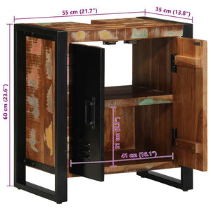 Badezimmerschrank Braun Massivholz mit Regal