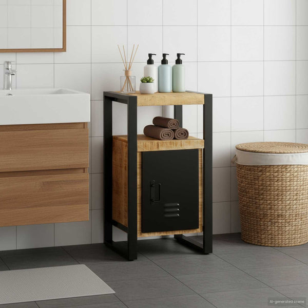 Brauner Badezimmerschrank Mango Massivholz