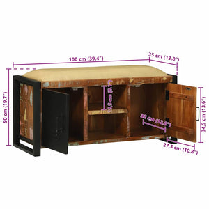 Banktruhe Mehrfarbig Massivholz 100cm
