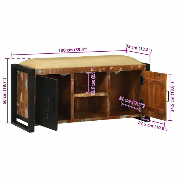 Banktruhe Mehrfarbig Massivholz 100cm