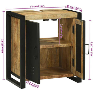 Waschbeckenunterschrank Braun Mango Massivholz