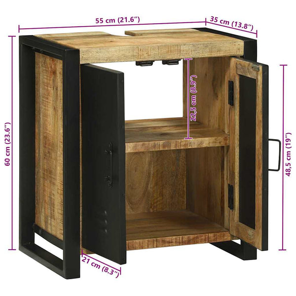 Waschbeckenunterschrank Braun Mango Massivholz