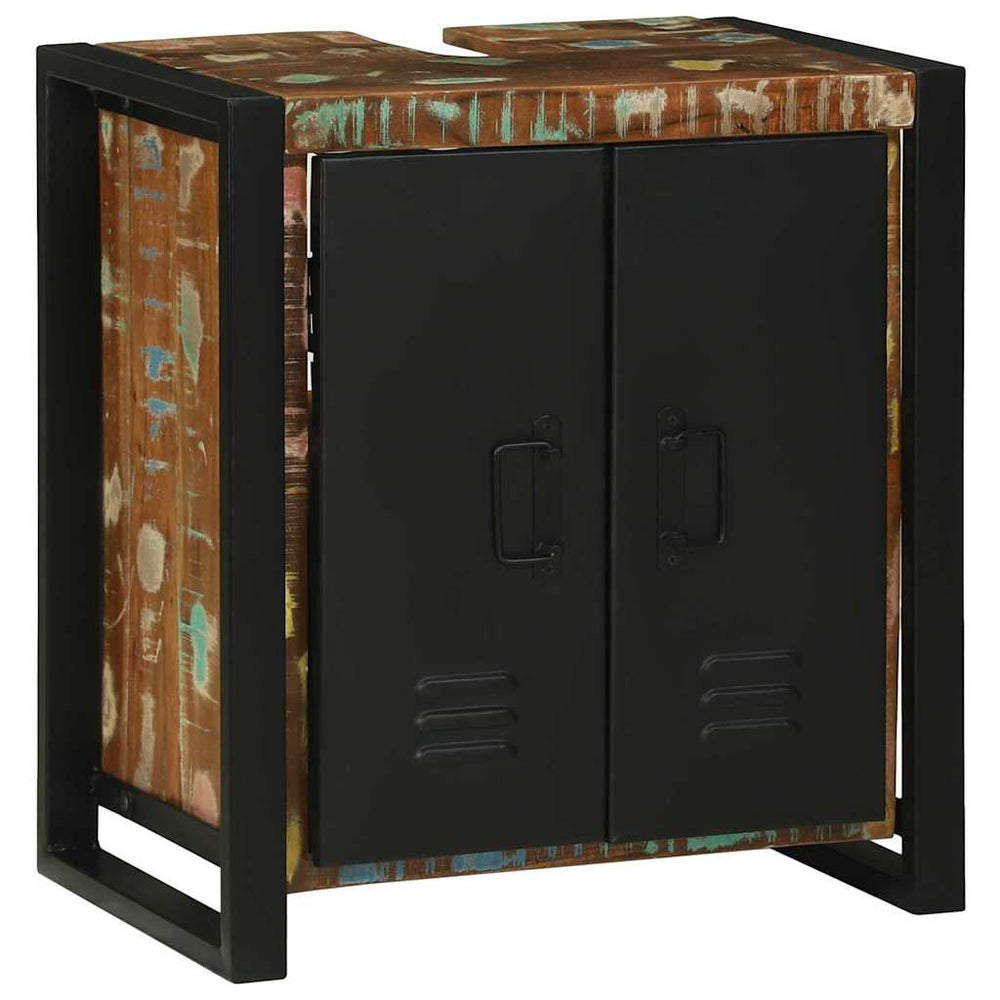 Brauner Waschbeckenunterschrank aus Massivholz