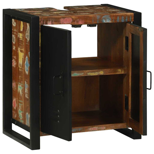 Brauner Waschbeckenunterschrank aus Massivholz