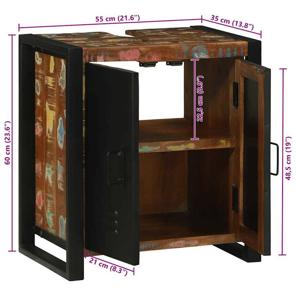 Brauner Waschbeckenunterschrank aus Massivholz