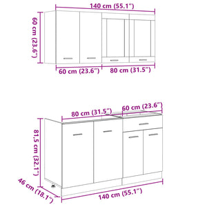4-tlg Küchenschrank Set Sonoma-Eiche
