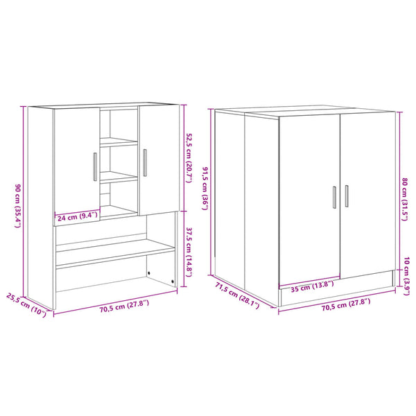 Waschmaschinenschrank Sonoma Eiche 2er Set