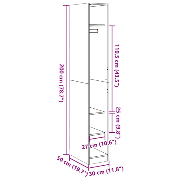 Kleiderschrank Altholz-Optik, 200 cm hoch