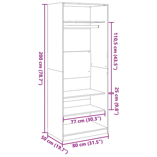 Kleiderschrank Braun Eichenoptik 80x200 cm