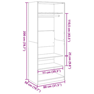 Kleiderschrank Altholz-Optik 80x200 cm