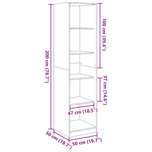 Kleiderschrank Grau Sonoma 50x50x200 cm