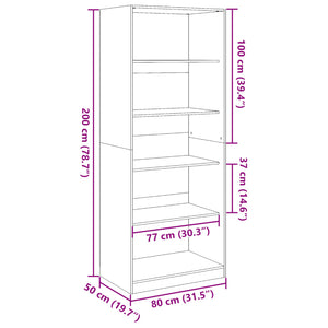 Kleiderschrank Grau Sonoma 80x50x200 cm