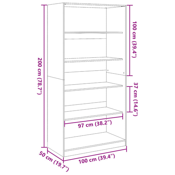 Kleiderschrank Räuchereiche 100x50x200 cm