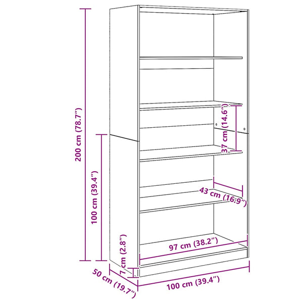 Kleiderschrank Artisan Eiche 100x50x200 cm