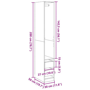 Schwarzer Kleiderschrank 30x50x200 cm