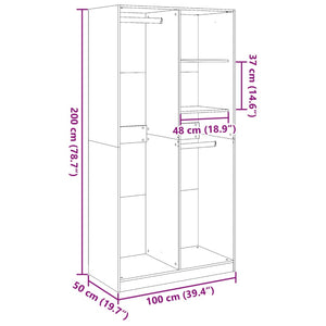 Kleiderschrank Grau Sonoma 100x50x200 cm