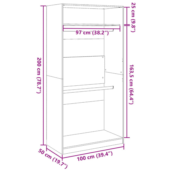 Kleiderschrank Braun Eiche-Optik 100x200 cm