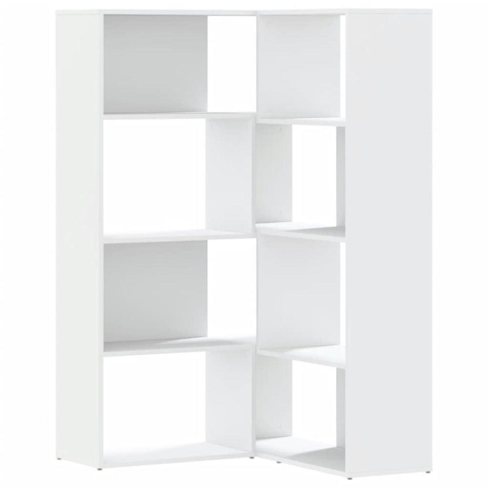 Eck Bücherregal Weiß, 4 Etagen