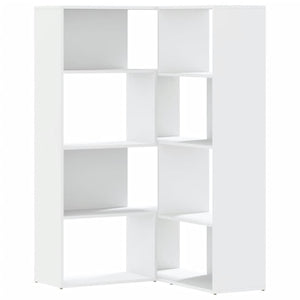 Eck Bücherregal Weiß, 4 Etagen