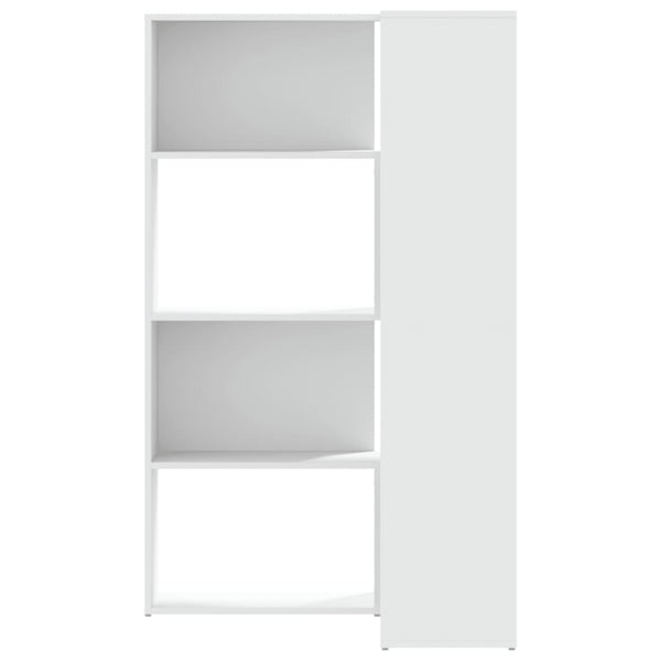 Eck Bücherregal Weiß, 4 Etagen