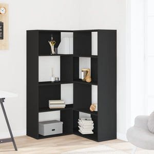 Eck Bücherregal Schwarz, 4 Etagen