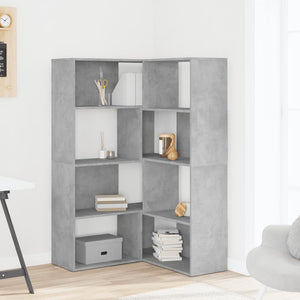 Eck-Bücherregal Betongrau 4 Böden